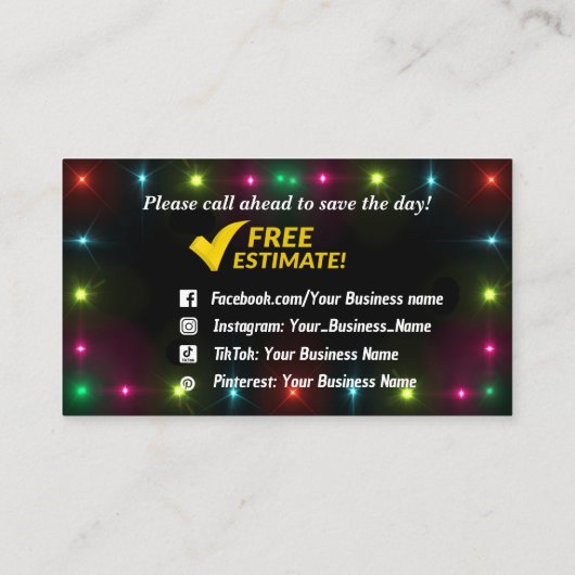 Kerst Lichten Installatie Visitekaartjes (Achterkant)