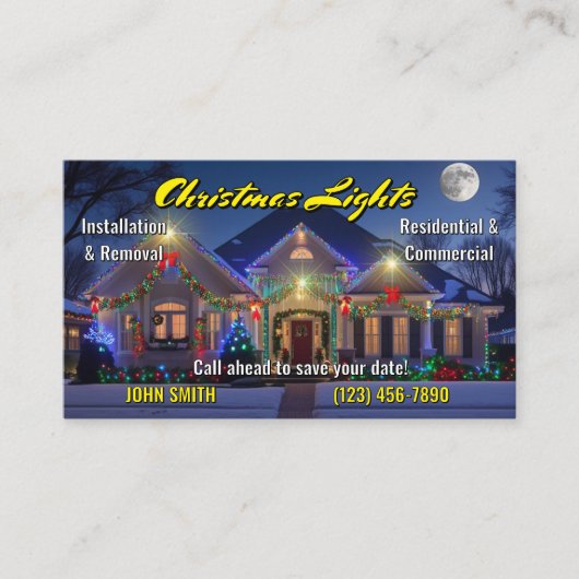 Kerst Lichten Installatie Visitekaartjes (Voorkant)