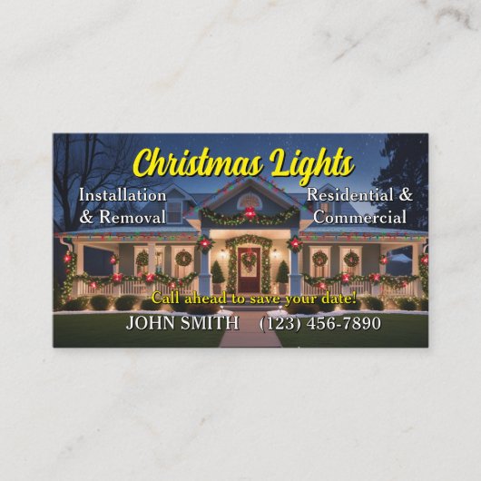 Kerst Lichten Installatie Visitekaartjes (Voorkant)
