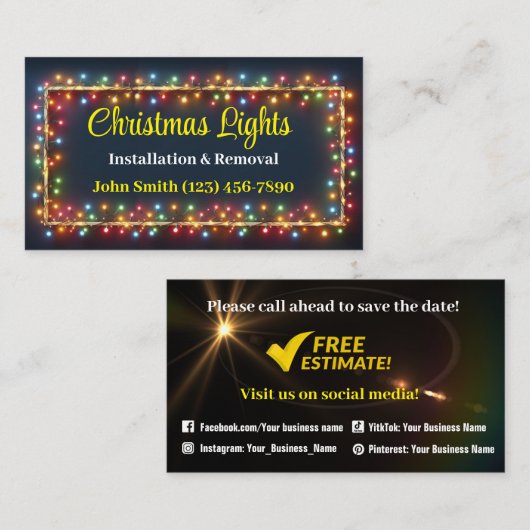 Kerst Lichten Installatie Visitekaartjes (Voorkant / Achterkant)