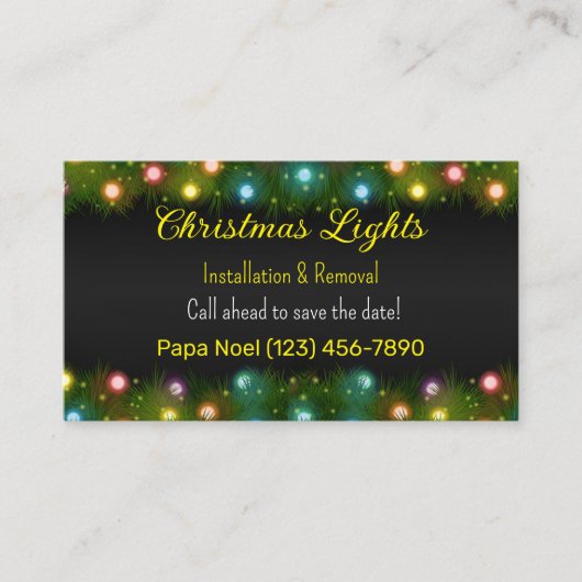 Kerst Lichten Installatie Visitekaartjes (Voorkant)