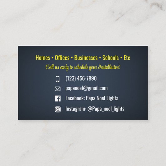 Kerst Lichten Installatie Visitekaartjes (Achterkant)