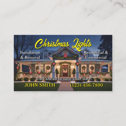 Kerst Lichten Installatie Visitekaartjes (Voorkant)