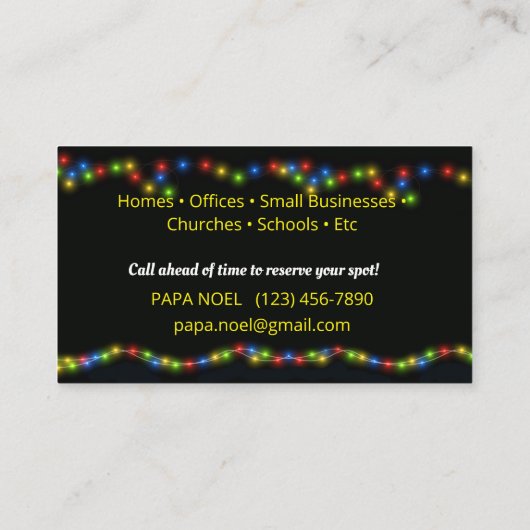 Kerst Lichten Installatie Visitekaartjes (Achterkant)