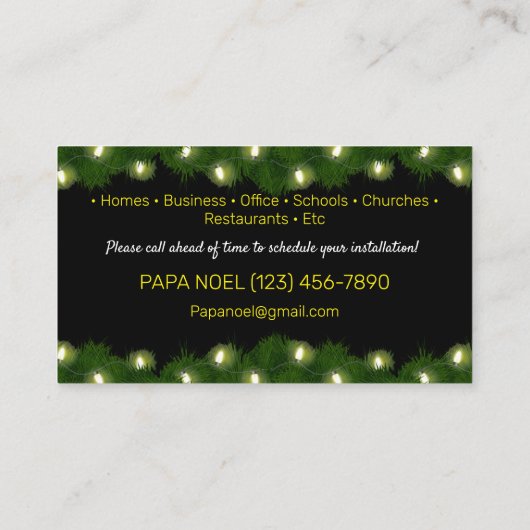 Kerst Lichten Installatie Visitekaartjes (Achterkant)