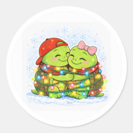 Kerst Lichtjes Plezier Ronde Sticker