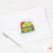 Kerst Lichtjes Plezier Ronde Sticker (Envelop)