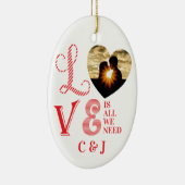 Kerst Liefde Hart Rood Familie Aangepaste Foto Keramisch Ornament (Rechts)