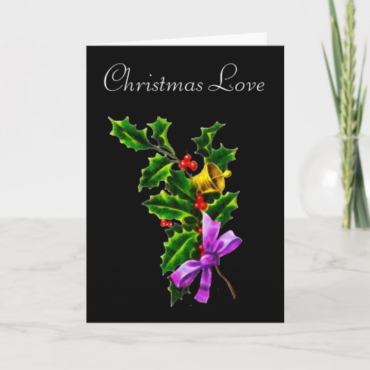 Kerst Liefde Holly Branch Kerst Kaart (Voorkant)
