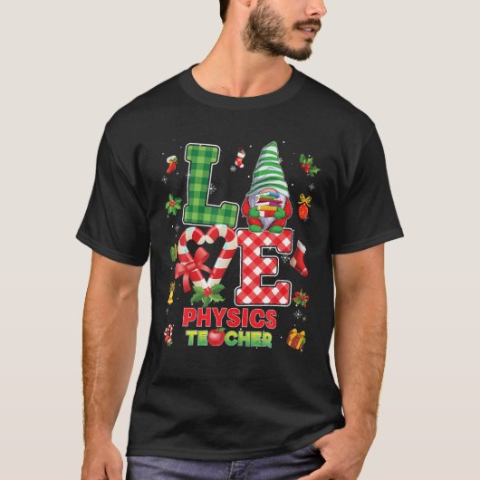 Kerst Liefde Natuurkunde Leraar Gnome Candy Cane U T-shirt (Voorkant)