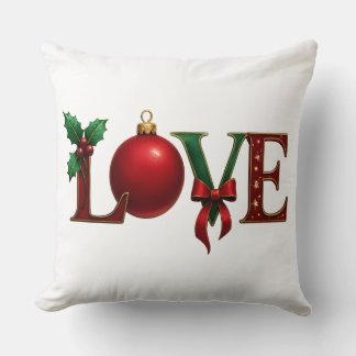 Kerst LIEFDE Typografie Rode Ornament Kussen