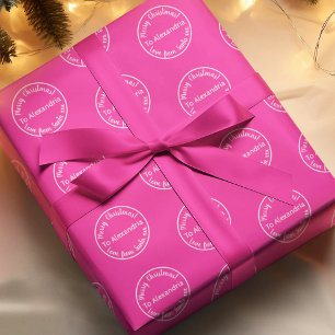 Kerst Liefde Van Santa Merry Kerstmis Hot Pink Cadeaupapier