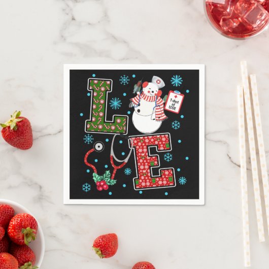 Kerst Liefde Verpleegster Schattige Medische Sneeu Servet (Insitu)