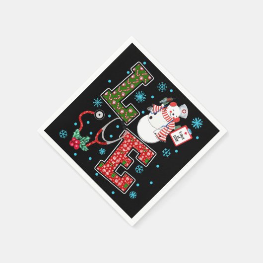 Kerst Liefde Verpleegster Schattige Medische Sneeu Servet (Hoek)