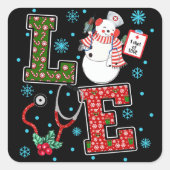 Kerst Liefde Verpleegster Schattige Medische Sneeu Vierkante Sticker (Voorkant)