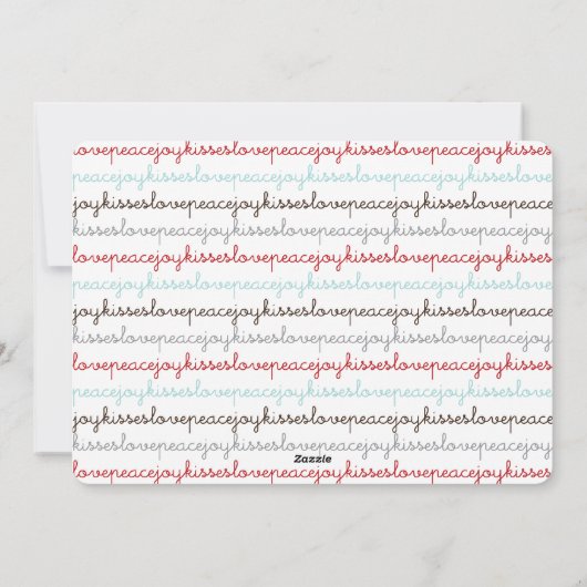 Kerst Liefde Vrede Vreugde Kisses Vakantie Fotokaa Feestdagenkaart (Achterkant)