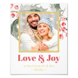 Kerst Liefde & Vreugde Winter Bruiloften Foto Foto Afdruk