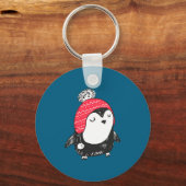 Kerst Lieve Baby Pinguïn met Winter Muts W_e Sleutelhanger (Voorkant)