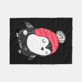 Kerst Lieve Baby Pinguïn met Winterhoedje W_e Fleece Deken (Voorkant (Horizontaal))