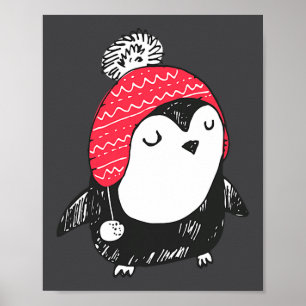 Kerst Lieve Baby Pinguïn met Winterhoedje W_e Poster