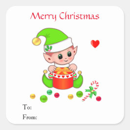 Kerst Lieve Elf voor Cadeaus & Favorieten Vierkante Sticker