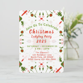 Kerst Lieveheersbeestje Feest Rood Wit Groen Kaart