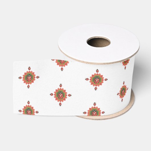 Kerst Lieveheersbeestje Grosgrain Lint (Spoel)