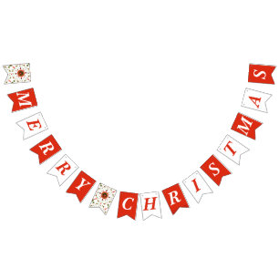 Kerst Lieveheersbeestje Rood en Wit Prettig Kerstf Vlaggetjes