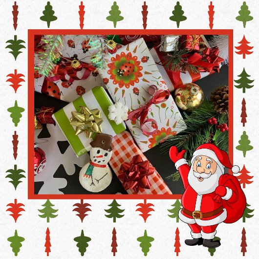 Kerst Lieveheersbeestje Rood, Groen en Wit Cadeaupapier