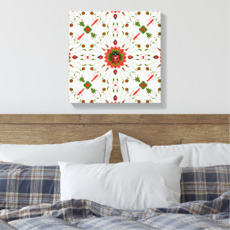 Kerst Lieveheersbeestje Rood, Groen en Wit Canvas Afdruk