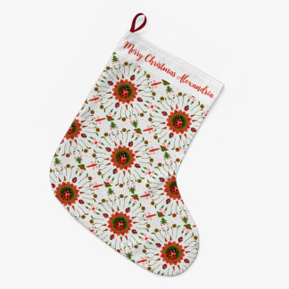 Kerst Lieveheersbeestje Rood, Groen en Witte Naam Grote Kerstsok