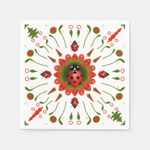 Kerst Lieveheersbeestje Rood Groen Wit Feest Papie Servet