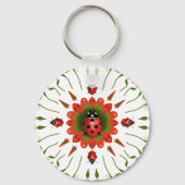 Kerst Lieveheersbeestje Rood Groen Wit Rond Sleutelhanger (Achterkant)
