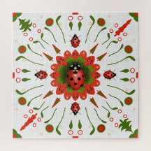 Kerst Lieveheersbeestje Rood Wit Groen Handgeteken