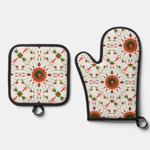 Kerst Lieveheersbeestje Rood Wit Groen Keuken Ovenwant & Pannenlap Set