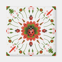 Kerst Lieveheersbeestje Rood Wit Groen Magneet