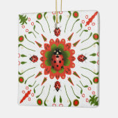 Kerst Lieveheersbeestje Rood Wit Groen Ornament (Links)