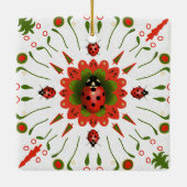 Kerst Lieveheersbeestje Rood Wit Groen Ornament (Achterkant)
