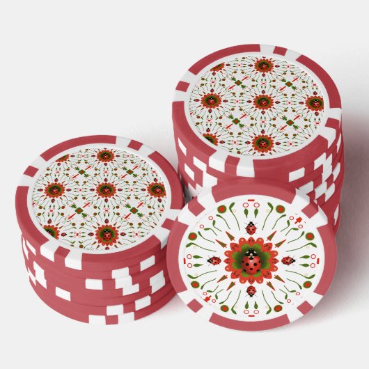 Kerst Lieveheersbeestje Rood Wit Groen Poker Chips (Opstapeling)