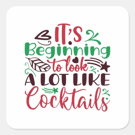 Kerst lijkt op cocktails vierkante sticker (Voorkant)
