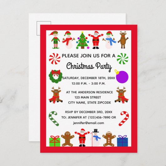 Kerst Lijst #3 Uitnodiging Briefkaart (Voorkant / Achterkant)