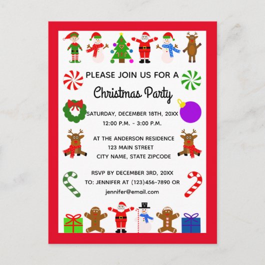 Kerst Lijst #3 Uitnodiging Briefkaart (Voorkant)