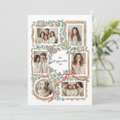 Kerst lijsten en botanische collage feestdagenkaart (Staand voorkant)