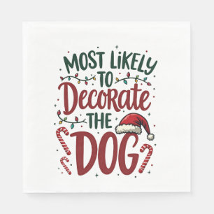 Kerst Liket Decoreren Hond Xmas Familie Kinderen V Servet