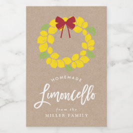 Kerst limoncello krans, label voedselcontainer etiket