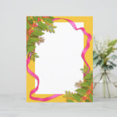 Kerst lint geel Sinaasappel briefpapier (Staand voorkant)