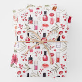 Kerst lippenstift nagellak beauty items inpakpapier vel (In situ)