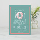 Kerst Llama Baby Shower Krans Joy Bundel Kaart (Staand voorkant)