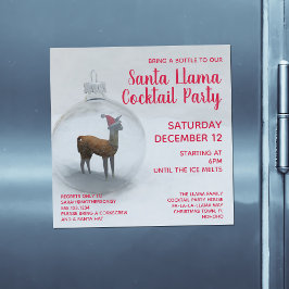 Kerst Llama Cocktail Party Magnetische uitnodiging