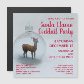 Kerst Llama Cocktail Party Magnetische uitnodiging (Voorkant / Achterkant)